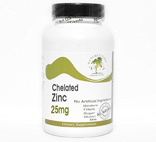 Chelated Zinc 25mg ~ 100 Capsules - No Additives ~ Naturetition Supplements