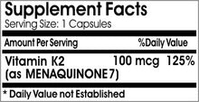 Load image into Gallery viewer, Natural Vitamin K-2 100mcg Menaquinone-7 // 100 Capsules // Pure // by PureControl Supplements
