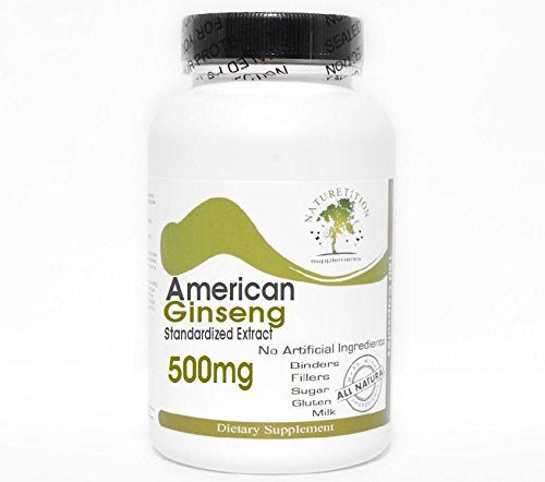 American Ginseng Standardized Extract 500mg ~ 200 Capsules - No Additives ~ Naturetition Supplements