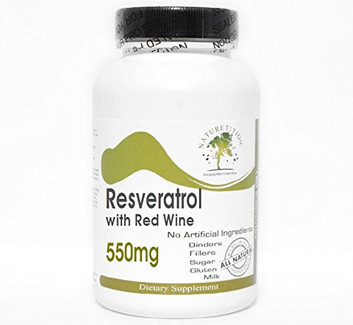Resveratrol with Red Wine 550mg ~ 90 Capsules - No Additives ~ Naturetition Supplements