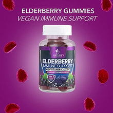 Load image into Gallery viewer, Immune Support Gummies for Adults with Black Elderberry Extract, C &amp; Zinc, Natural Pectin Based Gummy Vitamin, Immune System Support Supplement for Children, Tasty Fruit Flavor - 60 Gummies
