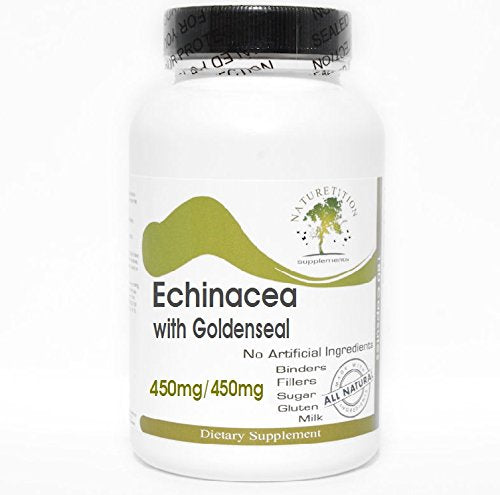 Echinacea 450mg with Goldenseal 450mg ~ 100 Capsules - No Additives ~ Naturetition Supplements