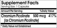 Load image into Gallery viewer, Chromium Picolinate 500mcg ~ 100 Capsules - No Additives ~ Naturetition Supplements
