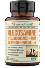 Load image into Gallery viewer, Glucosamine Sulfate with Hyaluronic Acid, Bioperine, MSM &amp; Boswellia - Occasional Joint Discomfort Relief Supplement. Aids Healthy Inflammatory Response. Anti-Oxidant Pills for Back, Knees and Hands
