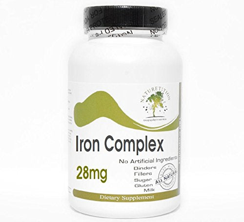 Iron Complex 28mg ~ 200 Capsules - No Additives ~ Naturetition Supplements