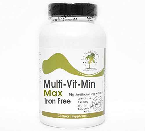 Multi-VIT-Min Max Iron Free Vitamins Mineral ~ 200 Capsules - No Additives ~ Naturetition Supplements