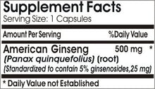 Load image into Gallery viewer, American Ginseng Standardized Extract 500mg ~ 200 Capsules - No Additives ~ Naturetition Supplements
