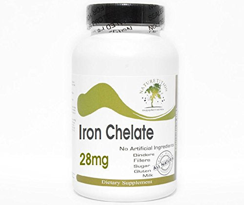 Iron Chelate 28mg ~ 200 Capsules - No Additives ~ Naturetition Supplements