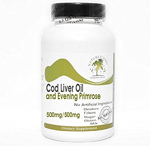Cod Liver Oil Concentrate 500mg and Evening Primrose 500mg ~ 200 Capsules - No Additives ~ Naturetition Supplements