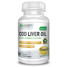Load image into Gallery viewer, COD Liver Oil | 100 Softgels | Natural Source of Omega 3 Fatty Acids | Triple Strength | Best Immune Health, Healthy Bones &amp; Muscles Dietary Supplement |
