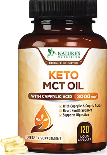 Keto MCT Oil Capsules - Extra Strength 3000mg, Caprylic C8 and Capric Acid C10 - Proven Formula - Medium Chain Triglycerides for Ketosis, Energy and Brain Support - 120 Capsules