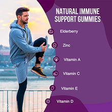 Load image into Gallery viewer, Immune Support Gummies for Adults with Black Elderberry Extract, C &amp; Zinc, Natural Pectin Based Gummy Vitamin, Immune System Support Supplement for Children, Tasty Fruit Flavor - 60 Gummies
