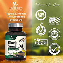 Load image into Gallery viewer, Black Seed Oil Capsules 1000mg, Premium Cold Pressed Nigella Sativa Black Cumin Seed Oil, Immune Support and Digestion Support from Vegan, Non-GMO, Blackseed Oil Softgel Supplement - 120 Capsules
