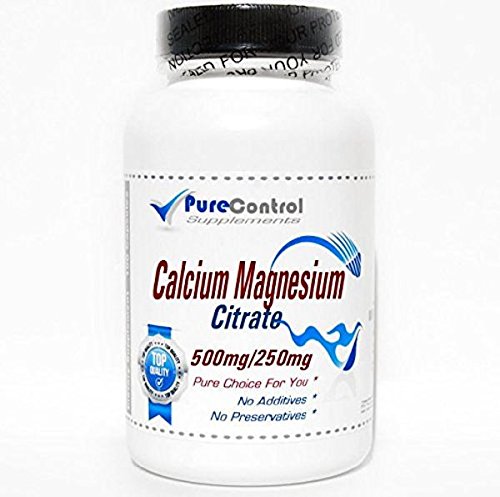 Calcium and Magnesium Citrate 500mg/250mg // 200 Capsules // Pure // by PureControl Supplements