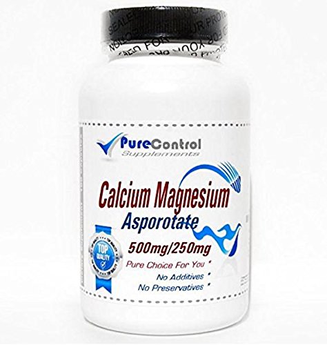 Calcium and Magnesium Asporotate 500mg/250mg // 100 Capsules // Pure // by PureControl Supplements