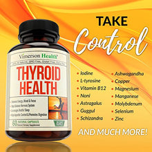 Load image into Gallery viewer, Thyroid Support Supplement with Iodine. Focus, Metabolism and Energy Complex. Gluten Free with Magnesium, Zinc, L-Tyrosine, Schisandra Powder, Ashwagandha Powder and Other Herbal Ingredients.
