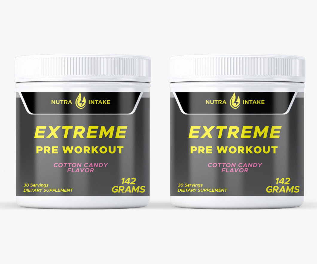 Extreme Preworkout - Energy Boost Formula - Cotton Candy Flavor - 142 Grams (2 Pack)