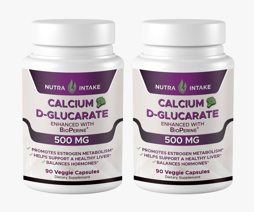 Calcium D-Glucarate Enhanced with BioPerine® - Detoxification, Healthy Hormone, Metabolism Support - 90 Veggie Capsules  (2 Pack)